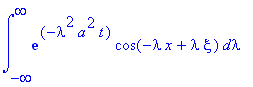 int(exp(-lambda^2*a^2*t)*cos(-lambda*x+lambda*xi),lambda = -infinity .. infinity)