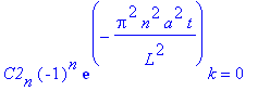 C2[n]*(-1)^n*exp(-Pi^2*n^2/L^2*a^2*t)*k = 0